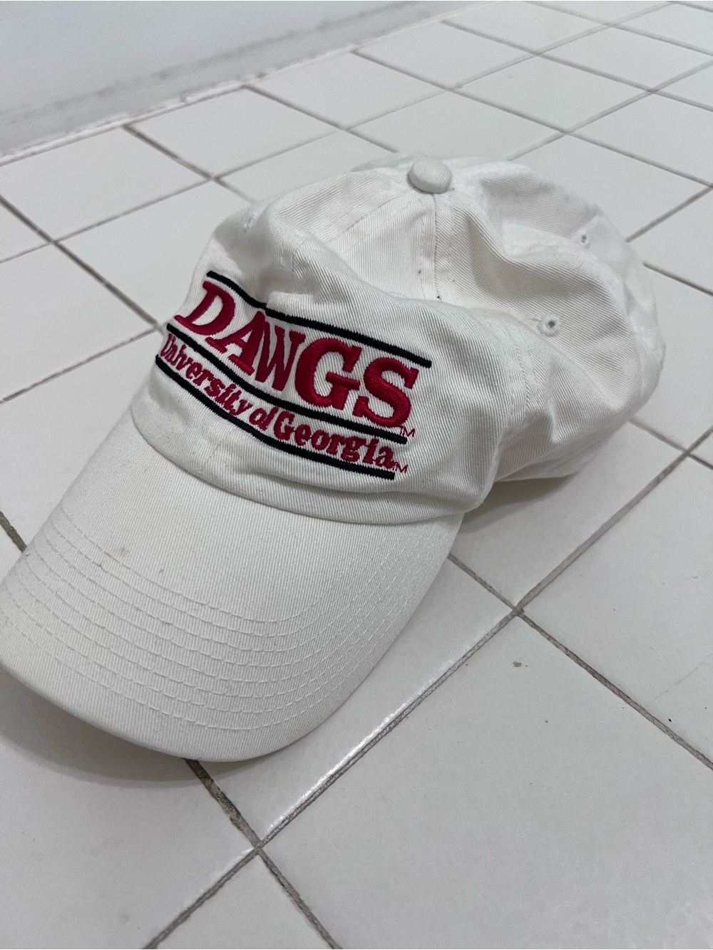 The Game White "DAWGS" Baseball Cap with Red and Black Embroidery